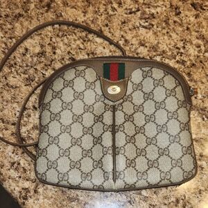 Gucci Cream and Brown Crossbody Bag with Signature Design